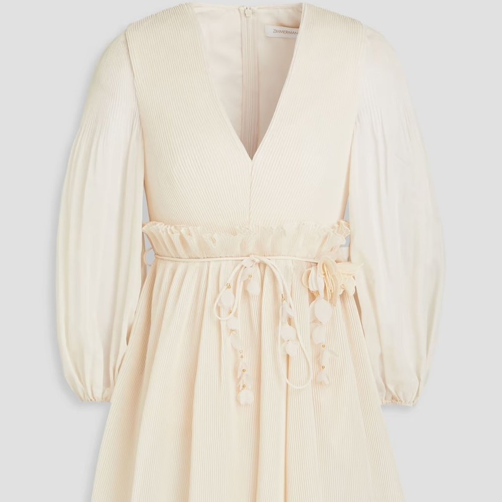 Zimmermann Pleated Mini Dress Ivory